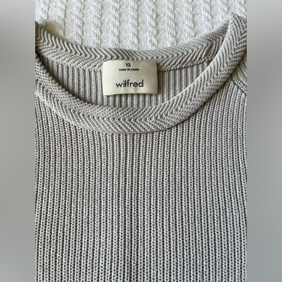 Aritzia Wilfred Womens XS Palmier Long Silver Sleeveless Crewneck Tunic Sweater - Picture 3 of 13